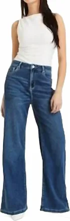 Tractr Ladies Super Soft Wide Leg Jean In Blue