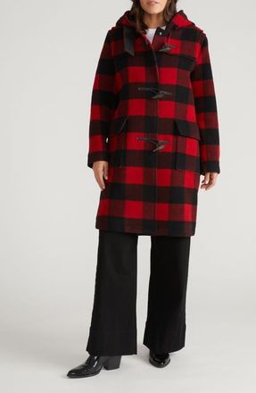 Universal Standard Highlands Duffle Coat in Red Buffalo Check at Nordstrom, Size Xs