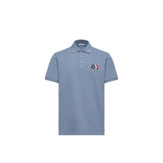 Moncler Moncler Logo Patch Cotton Piquet Polo Shirt, Men, Blue, Size: 3xl