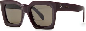 Celine Eyewear Triomphe Square-frame Womens Designer Sunglasses Brown - Brown Havana - One Size