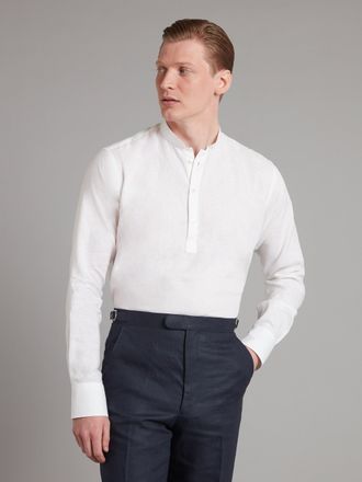 Oliver Brown Linen Shirt Half Placket - White