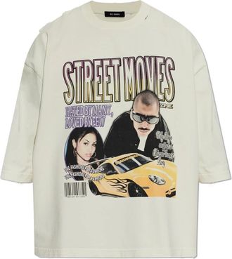 Willy Chavarria Cotton T-Shirt Street Moves Buffalo - Heren - T-shirts - Beige - L - Katoen - Tops