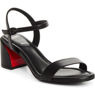 Christian Louboutin Jane Block Heel Sandal in Black/black at Nordstrom, Size 36.5