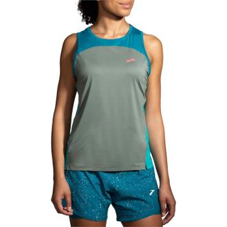 Brooks Womens Sprint Free Tank 2.0 Top In Pebble/lagoon