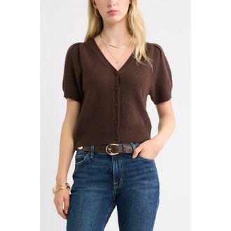 Treasure & Bond Wool & Cashmere Short Sleeve Cardigan in Brown Chicory at Nordstrom, Size Xx-Large