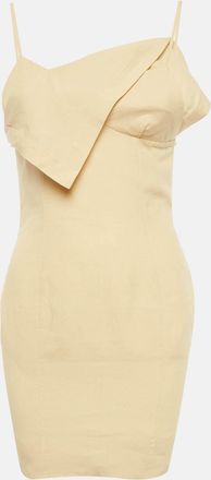 Jacquemus Lamour Cream Linen Backless Mini Dress