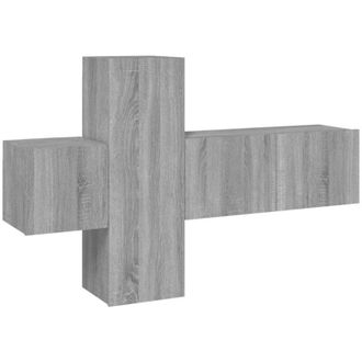 vidaXL 3 Piece TV Cabinet Set Grey Sonoma Engineered Wood vidaXL