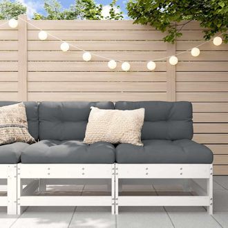 vidaXL Vidaxl - Sof&aacute;s Centrales Con Cojines 2 Uds Madera Maciza De Pino Blanco