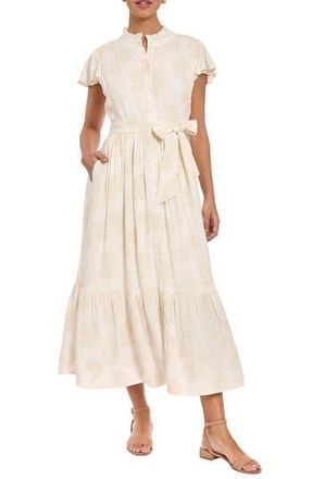 London Times Ruffle Tiered Maxi Dress in Ivory/Tan at Nordstrom Rack, Size X-Small