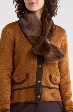 La Fiorentina Faux Fur Pull Through Scarf in Brown at Nordstrom Rack