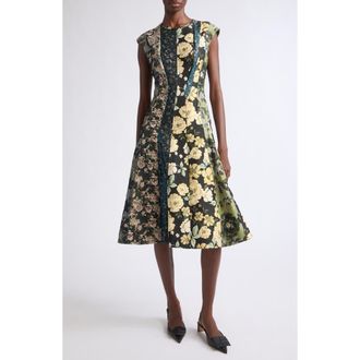 Jason Wu Mixed Floral Jacquard Dress in Black/yellow Multi at Nordstrom, Size 8