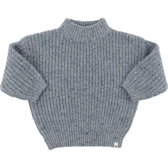 Oh Baby! Speckle Knit Grandpa Knitted Pullover in Ocean at Nordstrom, Size 12-18M