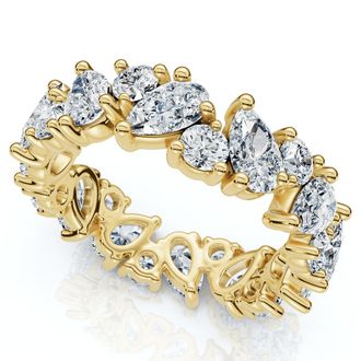 Pompeii3 3Ct Pear & Round Diamond Eternity Ring 14k Gold or Platinum Lab Grown