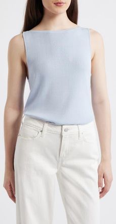 Mango Suenyo Boat Neck Cotton Blend Top in Sky Blue at Nordstrom, Size X-Large