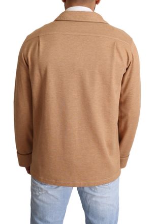 Dolce & Gabbana Mens Brown Cotton Button Collared Coat Jacket Light Blue Camel Nylon Clothing