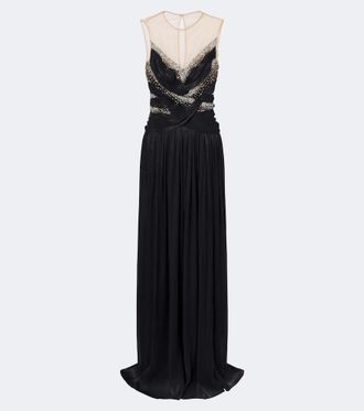 Costarellos Branka embellished georgette gown