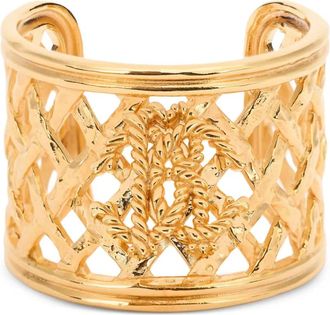Roberto Cavalli logo-plaque cuff bracelet - Gold