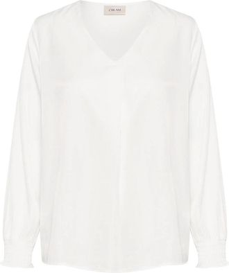 Cream Sneeuwwitte Pofmouw Blouse - Dames - Blouses - Wit - S - Polyester - Overhemden