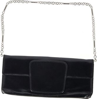 Balenciaga Pre-owned Womens Flap Clutch Bag with Chain Strap in Black Leather - One Size