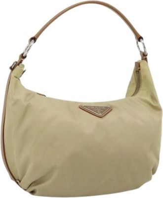 Prada Pre-owned Nylon Shoulder Bag - Dames - Vintage Schoudertas - Beige - ONE Size - Nylon - Vintage