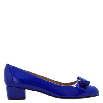 Ferragamo Blue Vara Bow Pump Shoe, Size 7 C