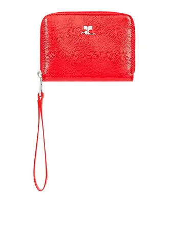 Courr&egrave;ges Compact zip-up wallet in naplak calfskin