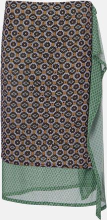 Dries Van Noten Embellished printed jersey midi skirt