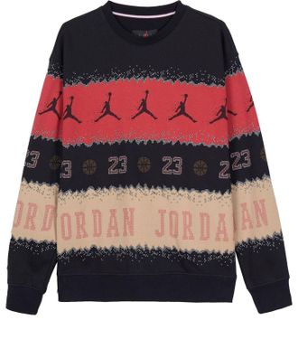 Nike Jordan Air Jordan Essential Holiday Fleece Crew Beige Black Red FD7464-687