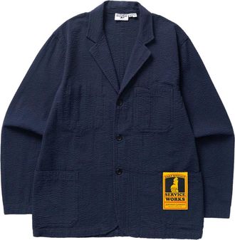 Service Works Seersucker Server Suit Jacket - Heren - Blazers - Blauw - S - Katoen - Jassen