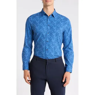 Brooklyn Brigade Abstract Circle Diamond Button-Up Shirt in Light Blue/Navy at Nordstrom Rack, Size Xx-Large