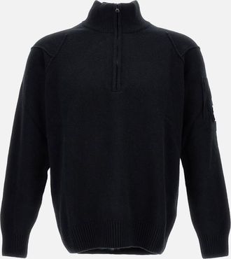 C.P. Company Black Half Zip Logo Sweater