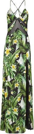 Philipp Plein Long Dress Hawaii - Dames - Maxi kleedjes - Groen - M - Satijn - Kleedjes