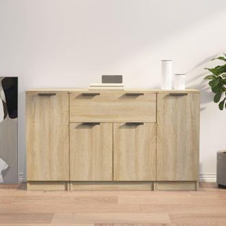 vidaXL Credenze 3 pz Rovere Sonoma in Legno Multistrato - Vidaxl