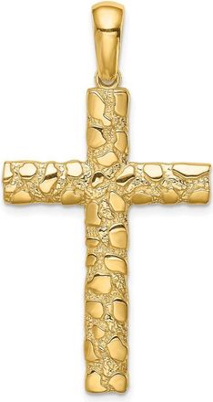 Diamond2Deal 14k Yellow Gold Nugget Cross Pendant