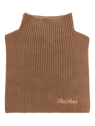 Max Mara ribbed high-neck virgin-wool scarf - Brown