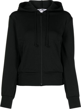Comme Des Garçons logo-appliqué zip-up hoodie - women - Polyester - M - Black