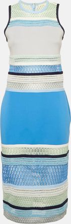 Jonathan Simkhai Jonathan Simkhai Blue Lace And Neoprene Sheath Dress