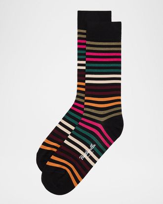Pantherella Mens Kilburn Striped Mid-Calf Socks