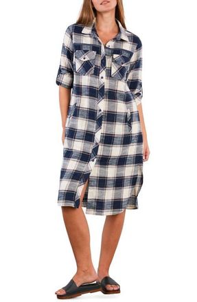 BILLY T Long Sleeve Denim Shirtdress in Mighty Plaid at Nordstrom, Size X-Large