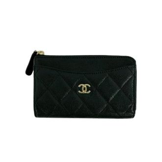 Chanel Pre-owned Wallets, female, Black, Size: ONE SIZE Pre-owned Matelasse Caviar Skin Coin Case Card Case
