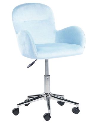 Beliani Silla de oficina terciopelo azul claro