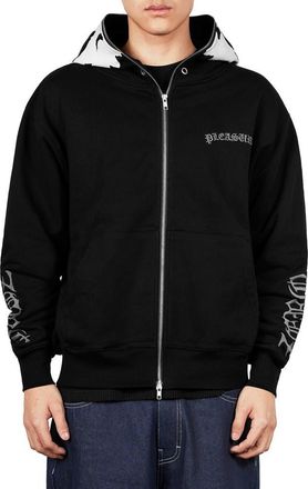 Pleasures X Zero Skateboards Balaclave Zip Hoodie in Black at Nordstrom, Size Xx-Large