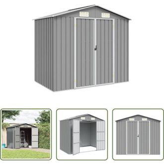 vidaXL Capannone in acciaio zincato - Capanno da Giardino Grigio 205x129x183 cm in Acciaio Zincato