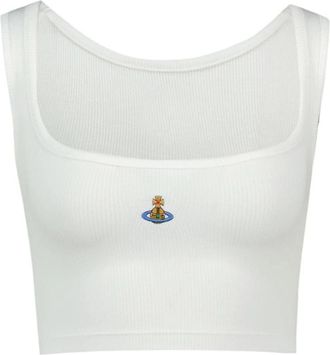 Vivienne Westwood Cropped Rib Top - Dames - Tops zonder mouwen - Wit - M - Tops