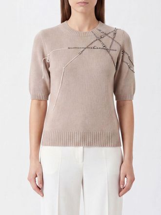 Fabiana Filippi Wool and Cashmere Jumper with Rhinestone Embroidery