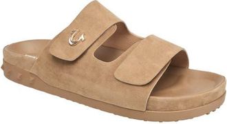 True Religion Sean Double Strap Metal Logo Sandal in Taupe at Nordstrom, Size 12