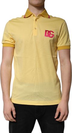 Dolce & Gabbana Mens Dg Polo Shirt Embroidered Logo - Mustard Cotton - Size EU 46 (Mens)