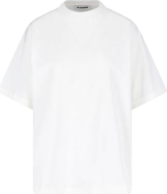 Jil Sander White Crewneck Side Logo Cotton T-Shirt