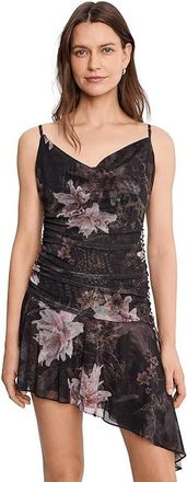 AllSaints Bea Mesh Mini Dress Womens Dress Crystal Black : UK 14 (US Womens 10), Elastane/Polyester
