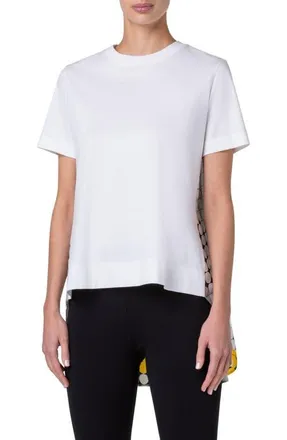 Akris Skyscraper High-Low Cotton T-Shirt in Cream-Multicolor at Nordstrom, Size 14